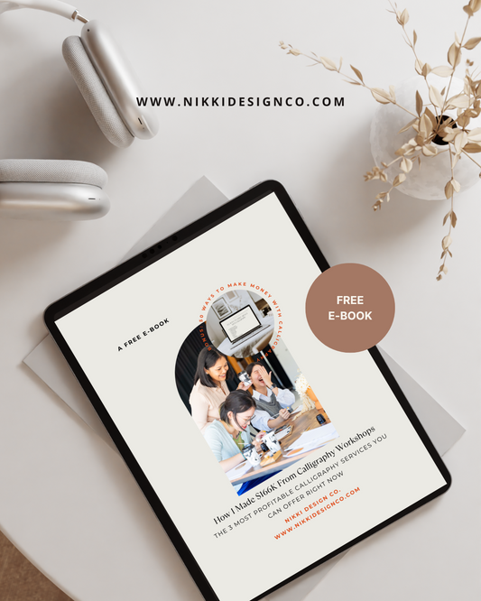 FREE Calligraphy E-Book: How I Made $166K From Calligraphy Workshops: The 3 most profitable calligraphy services you can offer right now