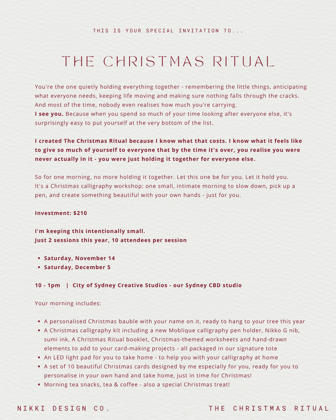 The Christmas Ritual - Christmas Calligraphy Workshop