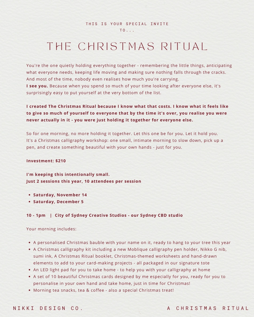 The Christmas Ritual - Christmas Calligraphy Workshop